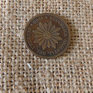 Moneda de 2 Centésimos de la República Oriental del Uruguay, Año 1869 - imagen 1