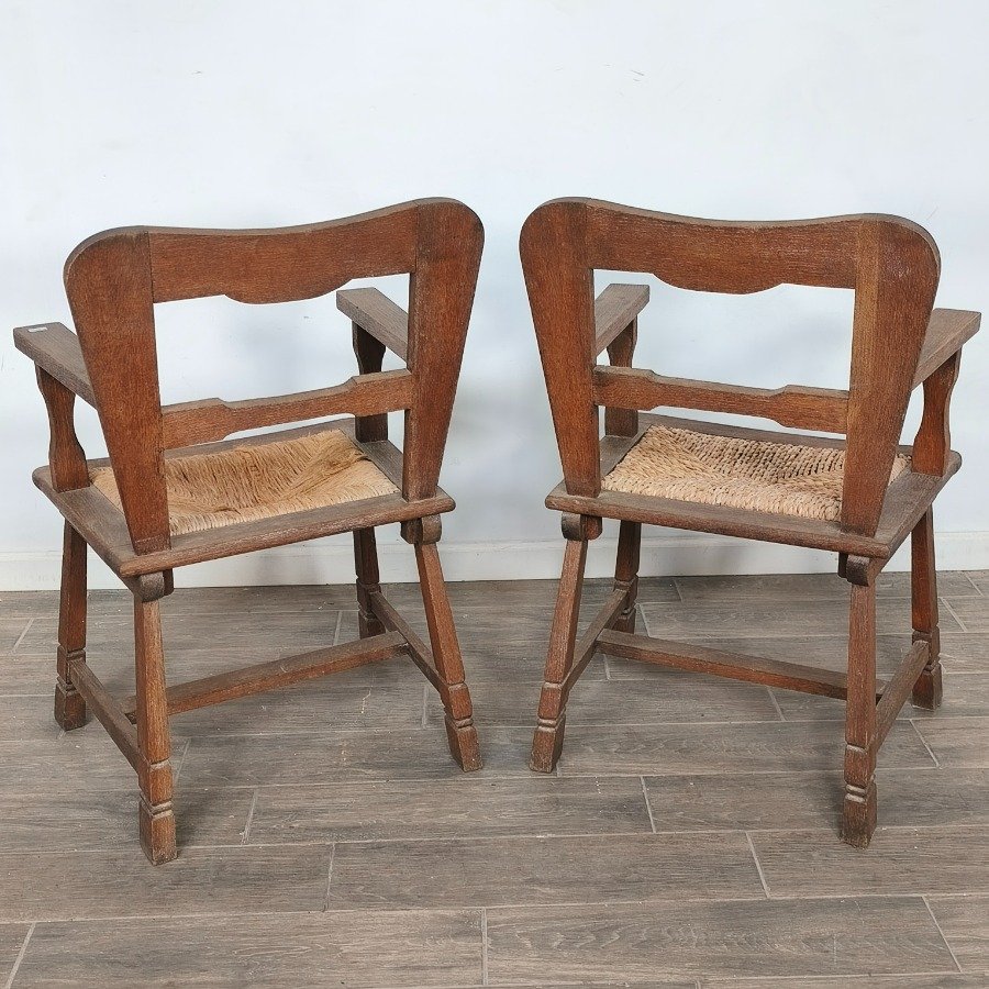 Pareja de sillas de roble con asiento de cardo - imagen 9