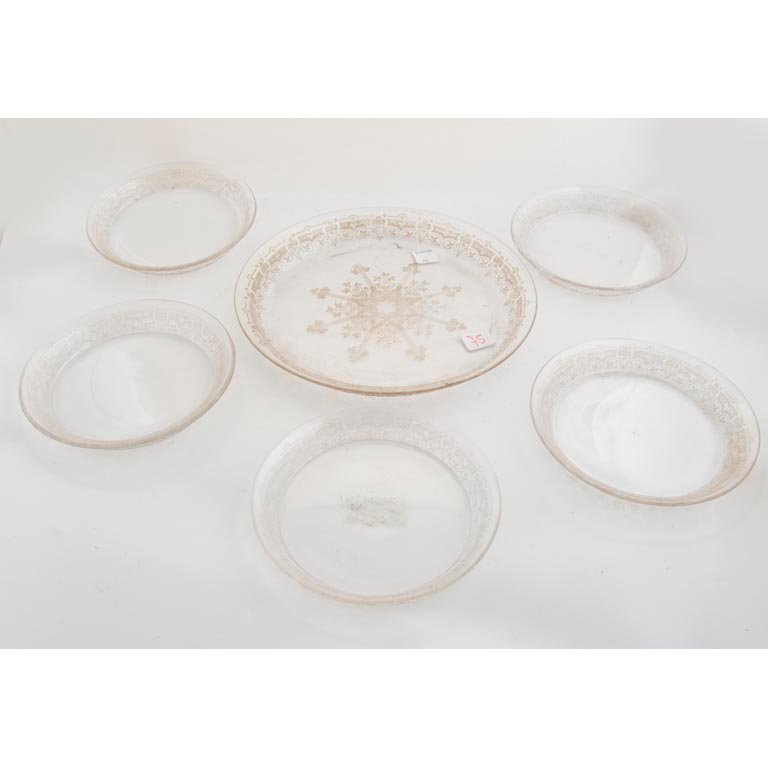 Set de 6 Platos de Cristal Tallado para Lunch