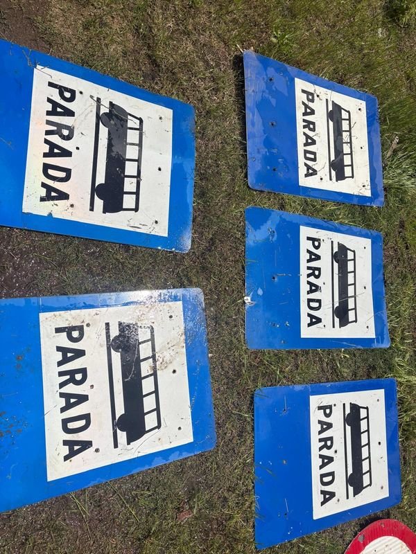 Lote de 5 Carteles de Parada de Autobús