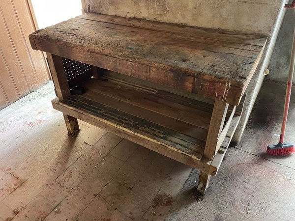 Mesa de Trabajo Antigua de Madera Rústica - imagen 1