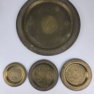Juego de Té Turco en Bronce, Madera y Vidrio Azul - imagen 9