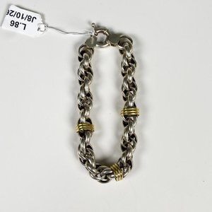 Pulsera Gruesa de Plata y Oro, 18 cm - imagen 1
