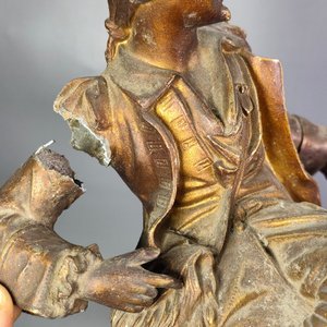 Reloj de Mesa Antiguo en Metal con Figura de Bronce "Luis XIV" - Para Restaurar - imagen 10