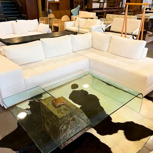 Mesa Ratona Curva de Vidrio con Base de Mármol - imagen 4