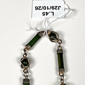 Pulsera de Piedras Verdes y Metal Plateado, 16 cm - imagen 4