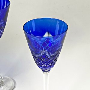 Juego de 4 Copas de Cristal Tallado Color Azul y Verde - imagen 3