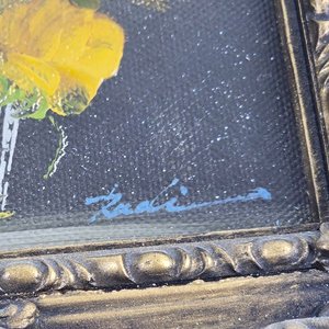 Par de Cuadros Decorativos Firmados: Paisaje y Flores Amarillas - imagen 5