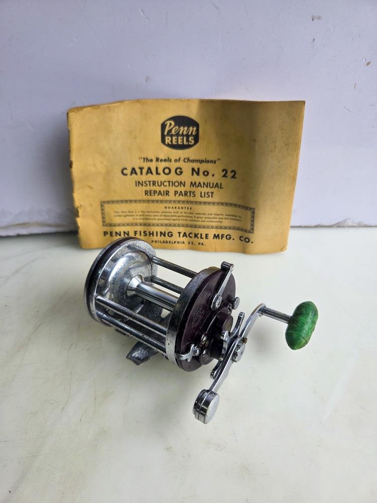 Reel de pesca Penn "The Reels of Champions" modelo Squidder No. 140 con manual