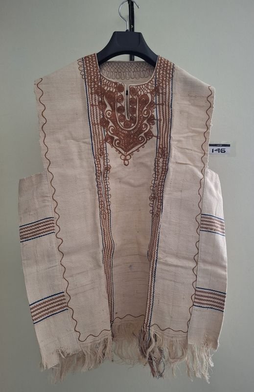 Huipil Artesanal Mexicano de Algodón Crudo con Bordado Ornamental