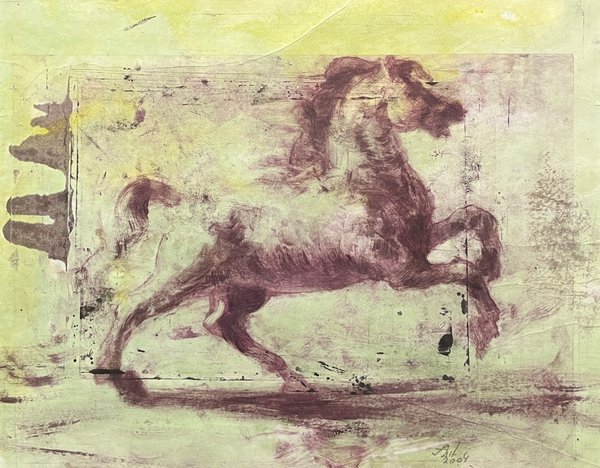 Acuarela "Potro" de Javier Gil - Firmada y Fechada 2004 - imagen 1