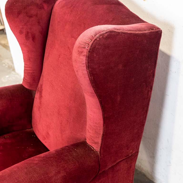 Sillón berger tapizado en pana roja para decorar - imagen 3