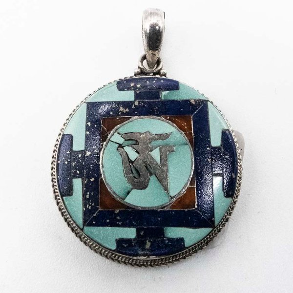 Dije de Plata y Esmalte con Símbolo Tibetano