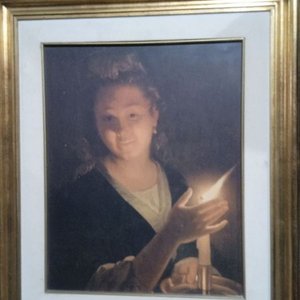Lote anterior: reproducción de la obra pictórica Joven con vela (Young Girl with a Candle) del pintor barroco holandés Godfried Schalcken,