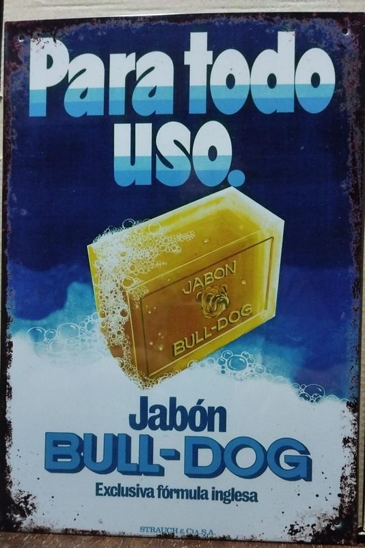 Cartel Decorativo de Chapa "Bull Dog" Jabón