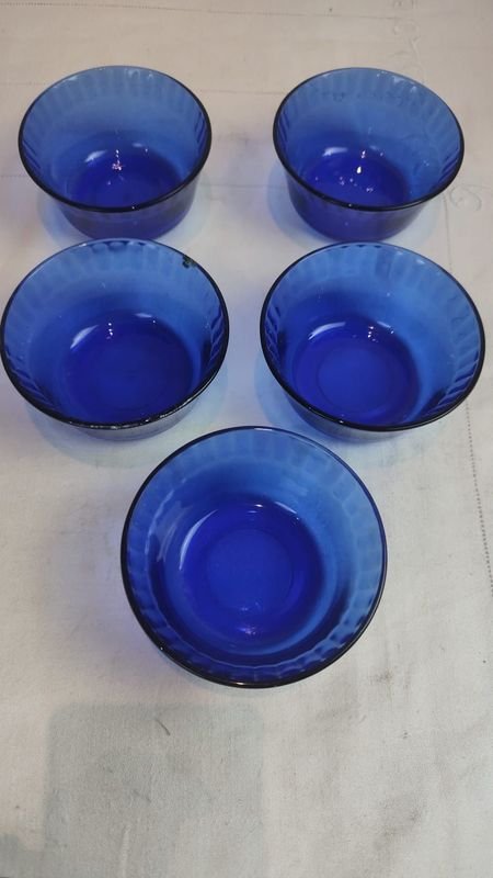5 Compoteras y Fuente de Vidrio Azul - imagen 2