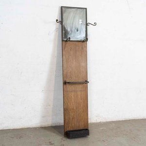 Panel Recibidor con Perchero, Paragüero y Espejo Biselado en Madera y Hierro - imagen 1