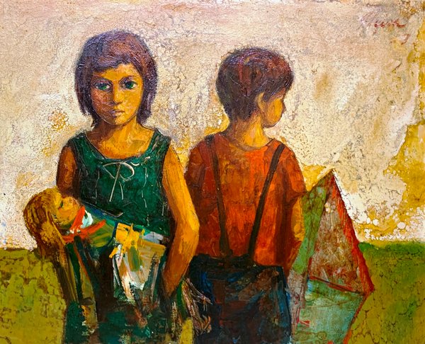 Lote siguiente: Angel Tejera "Niños" Óleo sobre tela - Pintura de arte