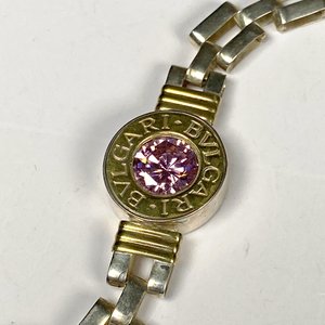 Pulsera Plata y Oro con Piedra Rosa y Detalles BVLGARI - imagen 3