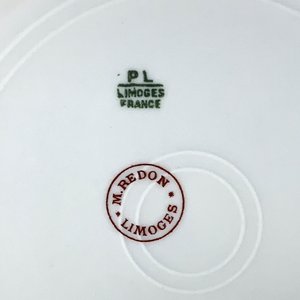 Doce Platos Llanos de Porcelana Bavaria para Postre, Blancos con Flores y Borde Dorado - imagen 4