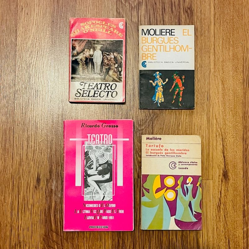 Lote de 4 libros de teatro: Sófocles, Shakespeare, O'Neill, Molière y Ricardo Grasso