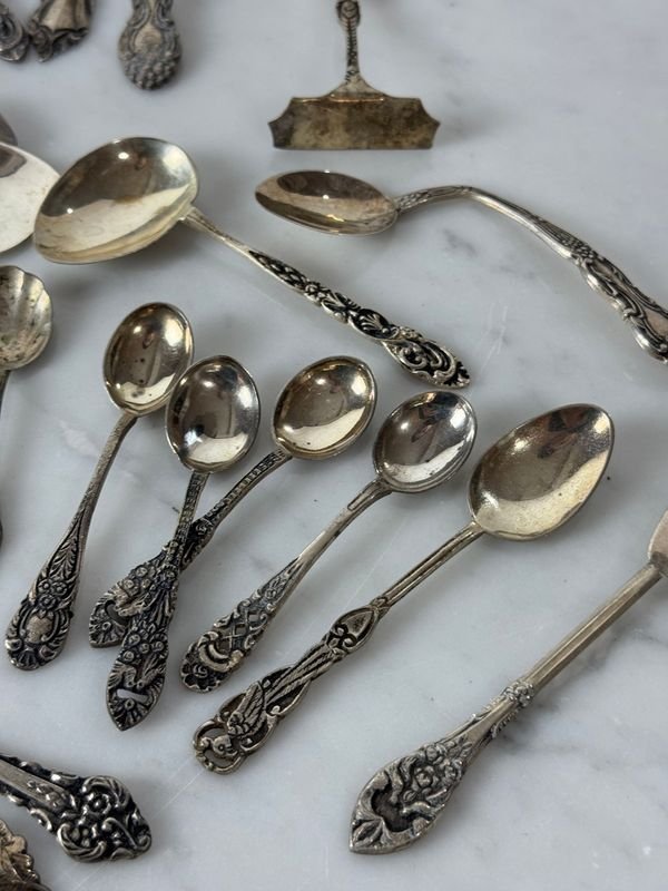 Lotes de cubiertos labrados de plata para postre - imagen 13