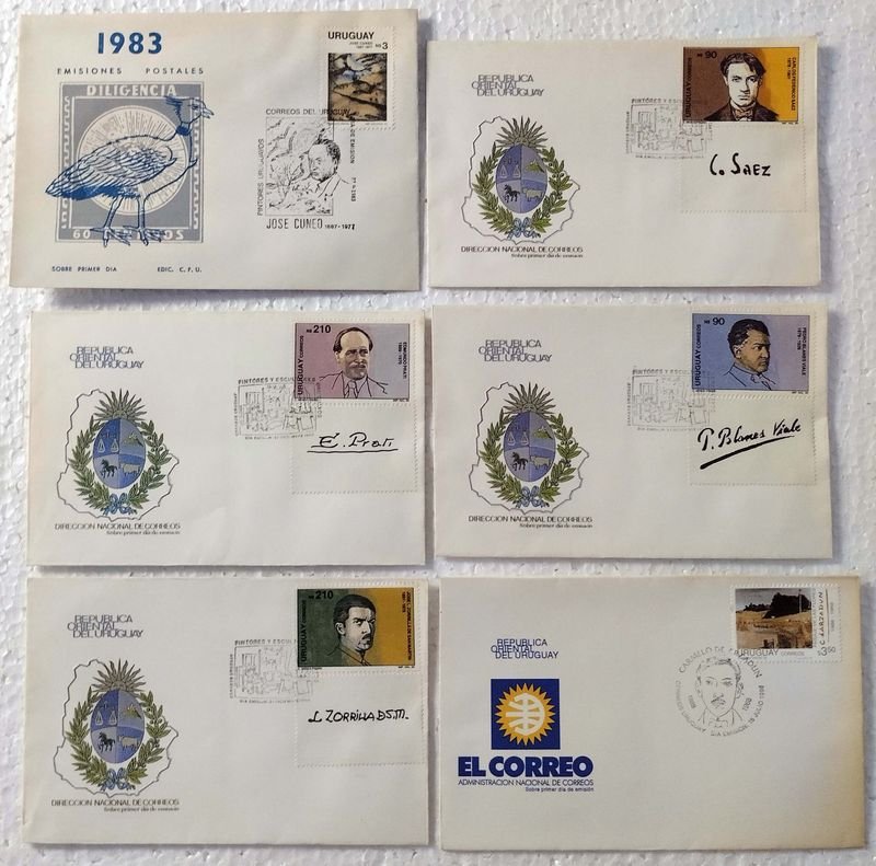 Colección de sobres primer día uruguayos con artistas plásticos - imagen 1