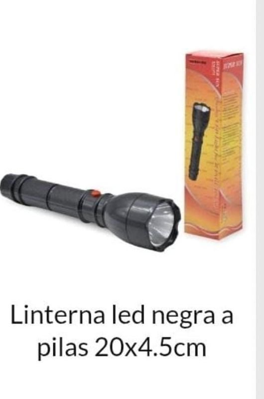 Linterna LED negra a pila. Medidas 20cm x 4,5cm - imagen 3
