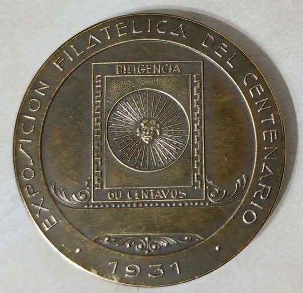 Medalla Conmemorativa Uruguaya Exposición Filatélica del Centenario 1931 - imagen 1