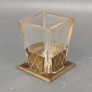 Juego Art Decó: 2 Ceniceros y 1 Depósito en Bronce y Cristal - imagen 8