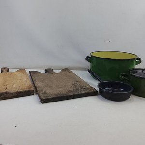 Set de 5 Piezas: Tablas de Madera y Cacerolas Enlozado Verde y Negro - imagen 9
