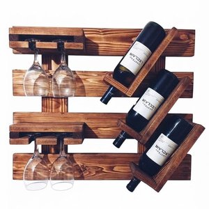 Estante de Madera para Pared con Soporte para Copas y Botellas de Vino - imagen 2