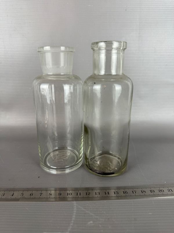 Par de Frascos de Farmacia de Vidrio Transparente