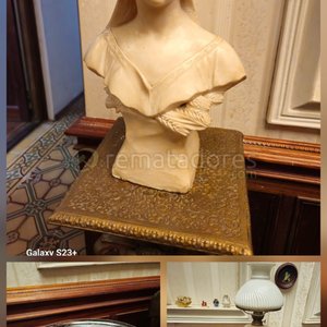 Lote anterior: Busto de Mujer Clásica en Mármol con Pedestal Decorado