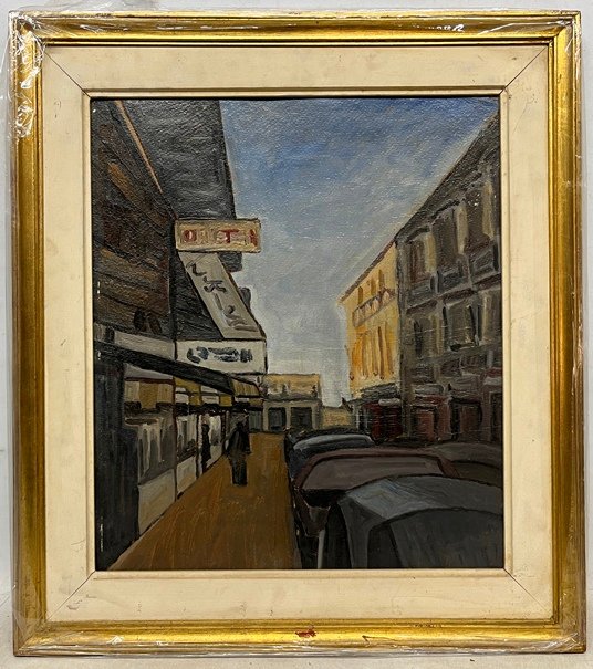 Pintura Oleo sobre cartón de Anonimo - Calle Bacacay