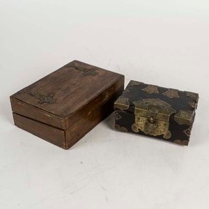 Lote de 2 Cajas de Madera Decoradas: Oriental e Incrustaciones - imagen 1