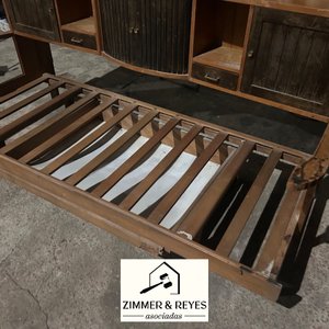 Cama de una plaza con estante superior de madera - imagen 3