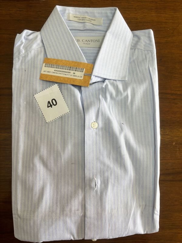 Camisa Celeste Rayada B. Cantoni Talle 37/38 Nueva