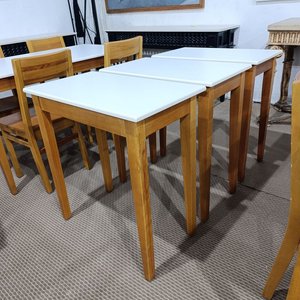Mesas Auxiliares Rectangulares de Madera Maciza con Tapa Blanca - imagen 4