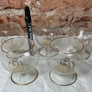 Juego de 5 Copas de Cognac Napoleon con Borde Dorado - imagen 4