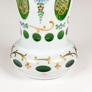 Florero de Cristal Bohemia Pintado a Mano con Detalles Dorados y Verdes - imagen 3