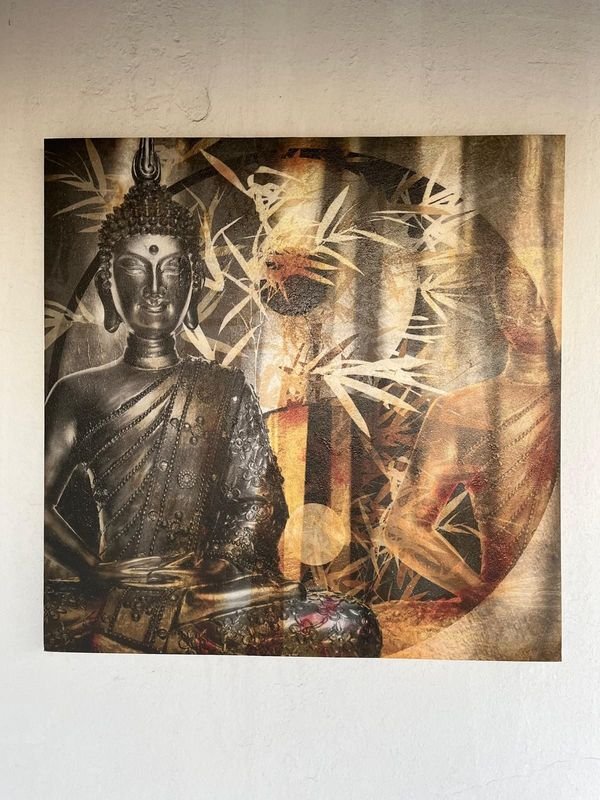 Cuadro oleografía de Buda con bastidor de madera