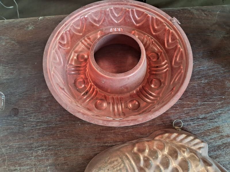Lotes de moldes antiguos de cobre con diseños de pez y flanera - imagen 4