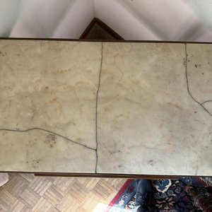 Mesa Auxiliar Clásica con Tapa de Mármol y Ruedas - imagen 2