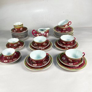 Juego de Loza Oriental China: 32 Piezas con Tazas, Platos y Lechera - imagen 1