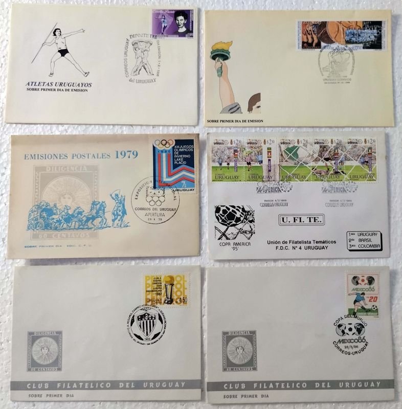 Colección de Sobres de Primer Día Uruguayos con Tema Deportivo - imagen 1