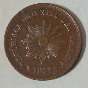 Lote anterior: Moneda de 5 Centésimos Uruguay 1951 Sol de Mayo Cobre