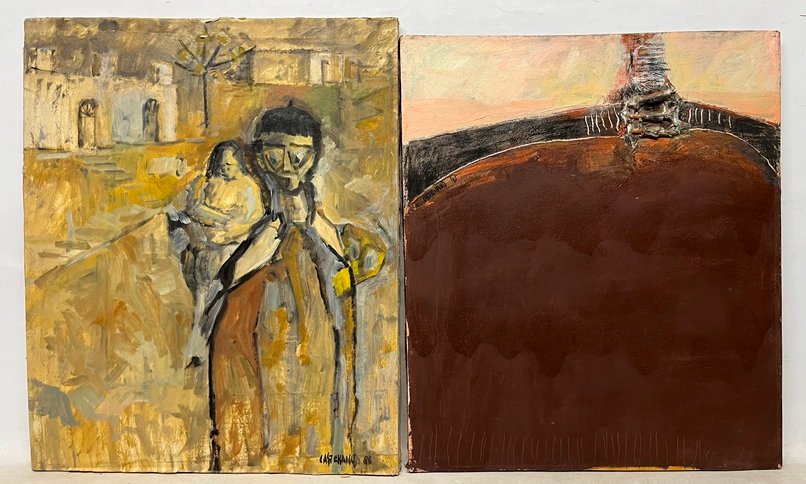 Lote siguiente: Dos pinturas de Leonardo Castellano en venta