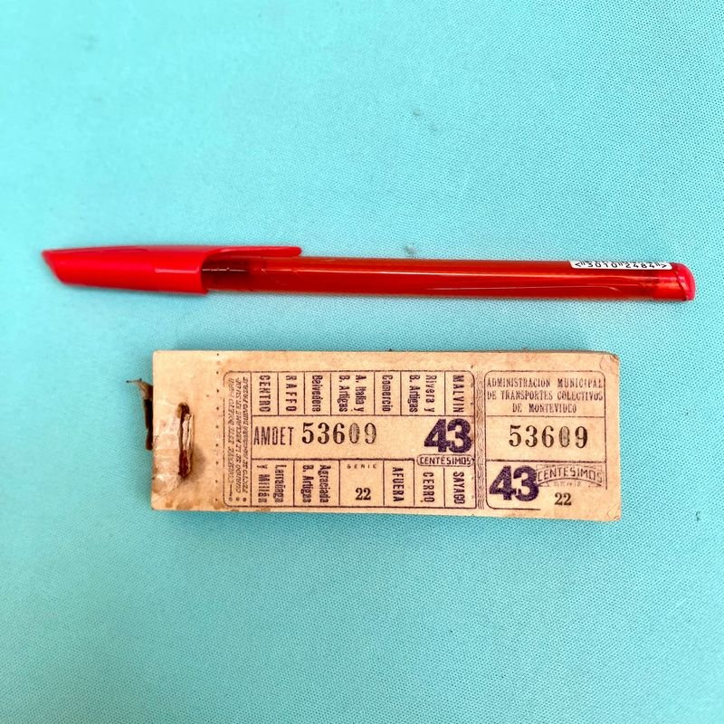Antiguo Talón de Boletos de Ómnibus AMDET Montevideo Serie 22