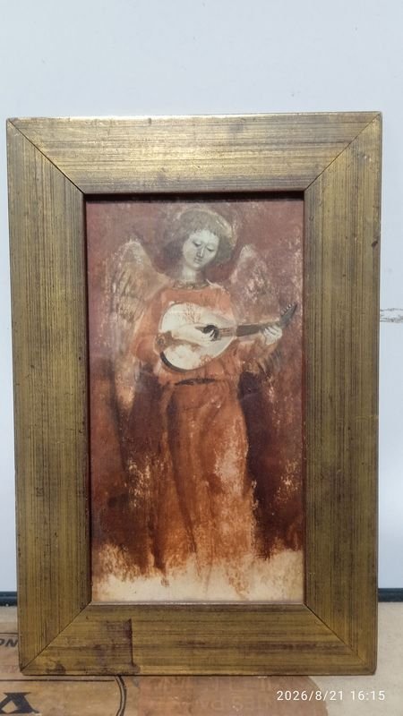 Ángel con Laúd en Marco Dorado
